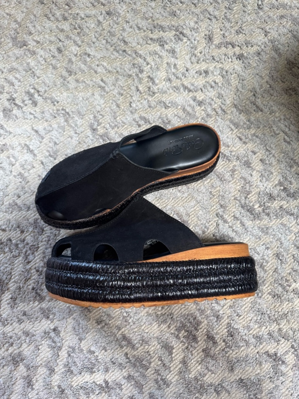 Made in Italy - Black Suede Platform Sandals